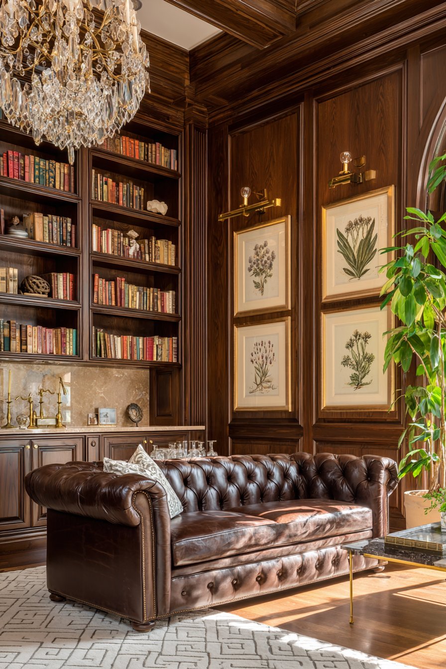 Library Wall Chocolate Chesterfield