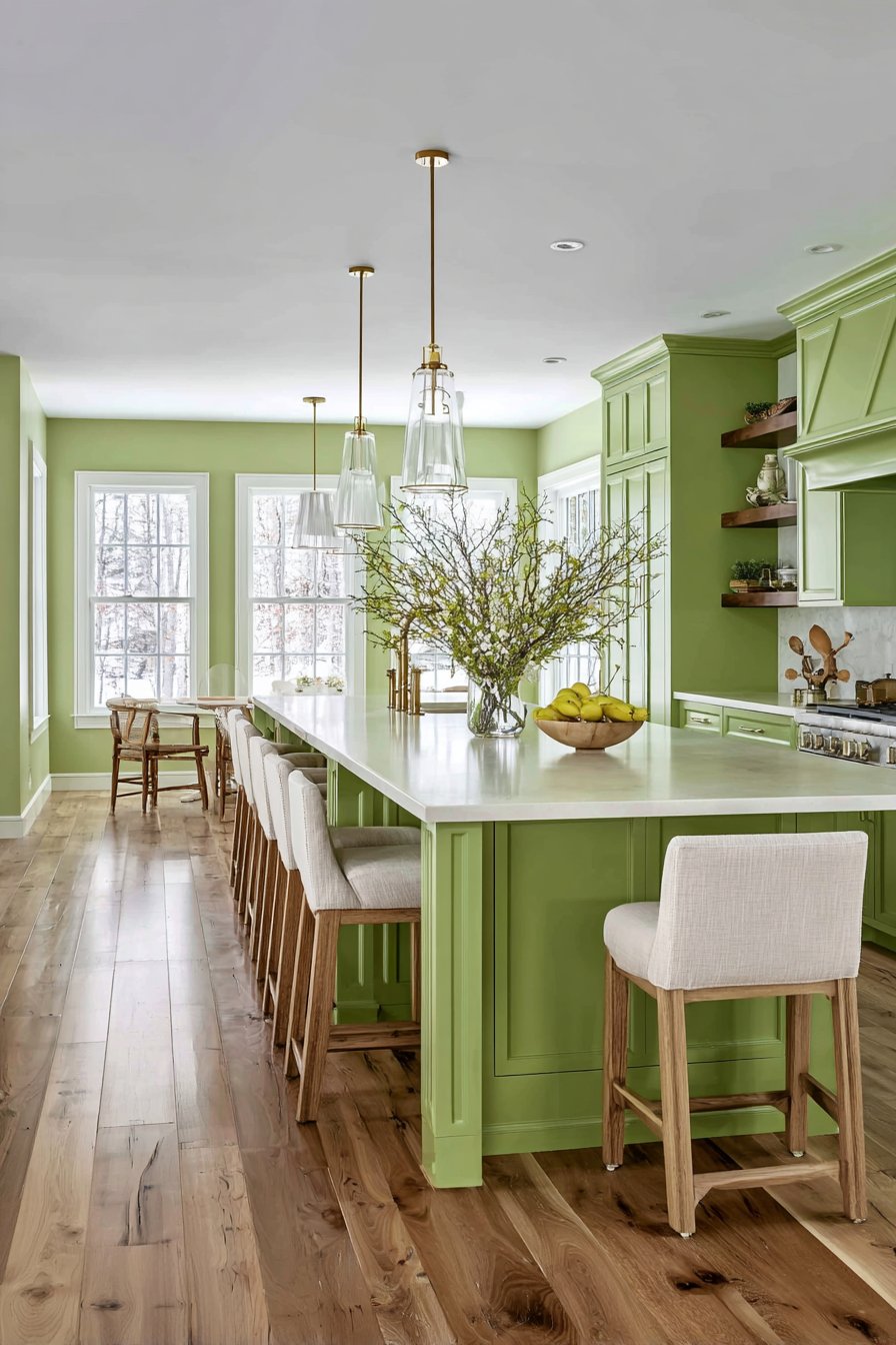 Monochromatic Olive Green Kitchen