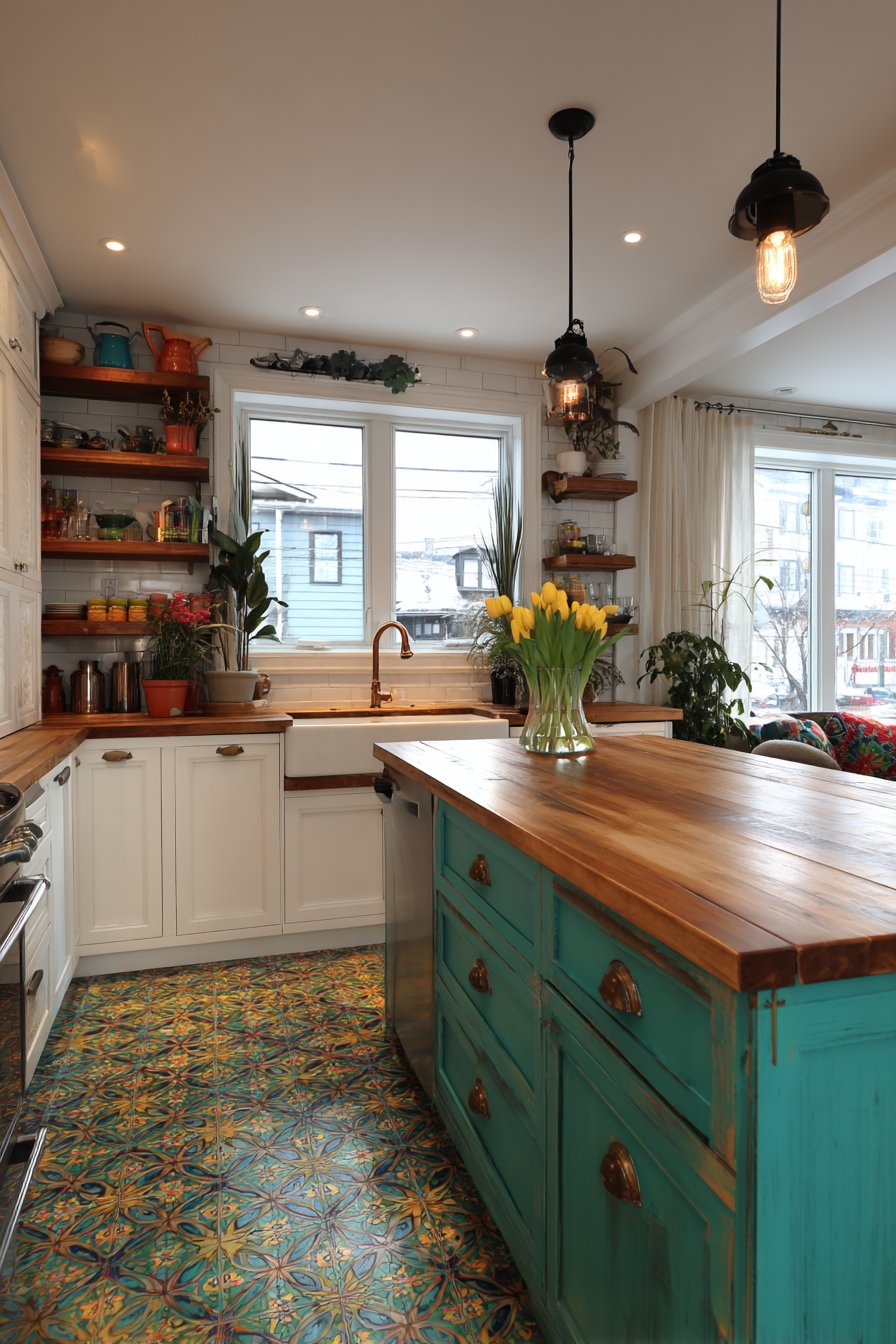 Eclectic Colorful with Mixed Materials