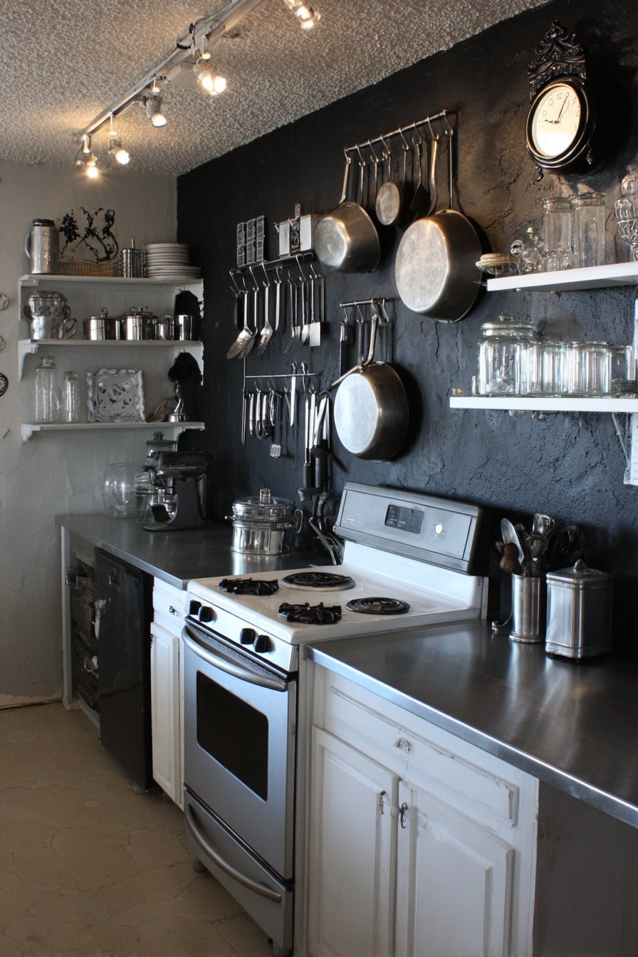 Bold Black Accent Wall Kitchen