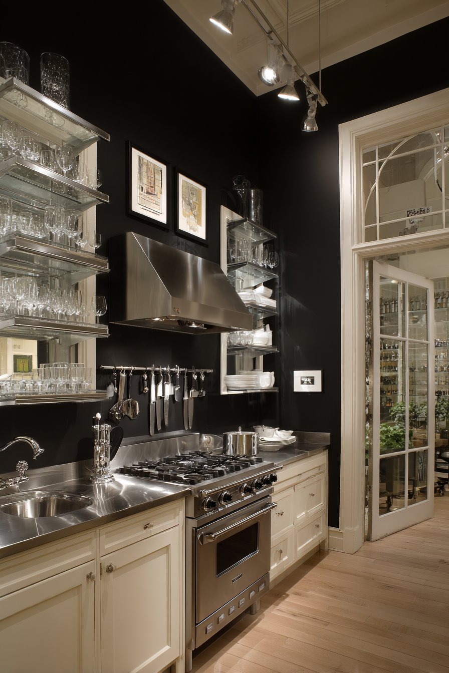 Bold Black Accent Wall Kitchen