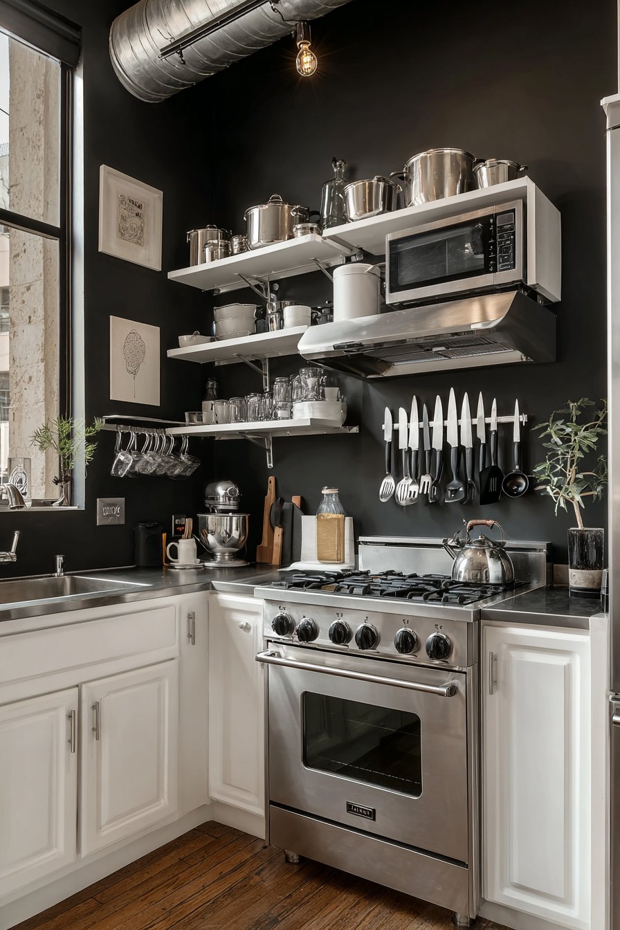 Bold Black Accent Wall Kitchen