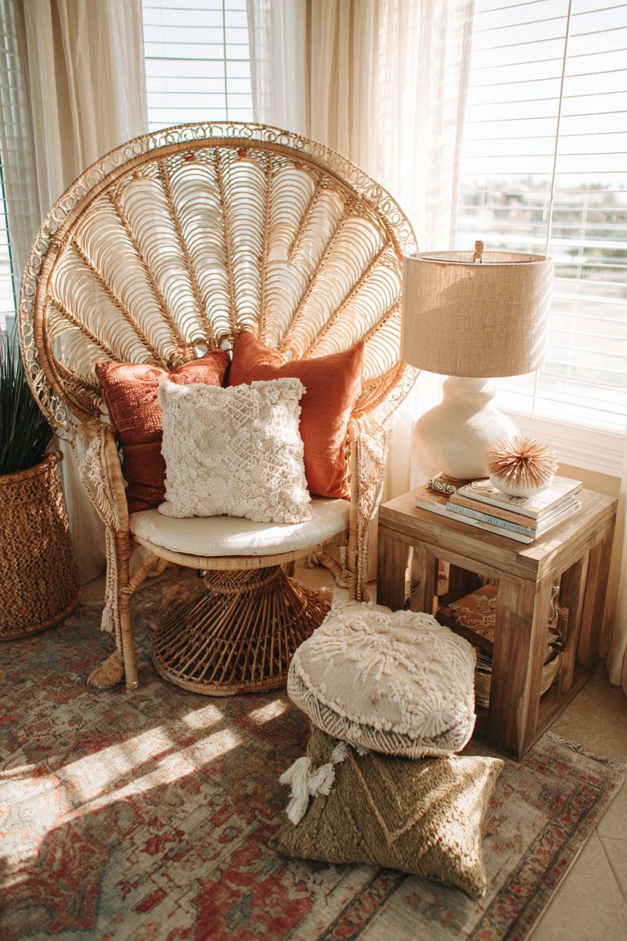 Cozy Reading Nook with Peacock Chair
