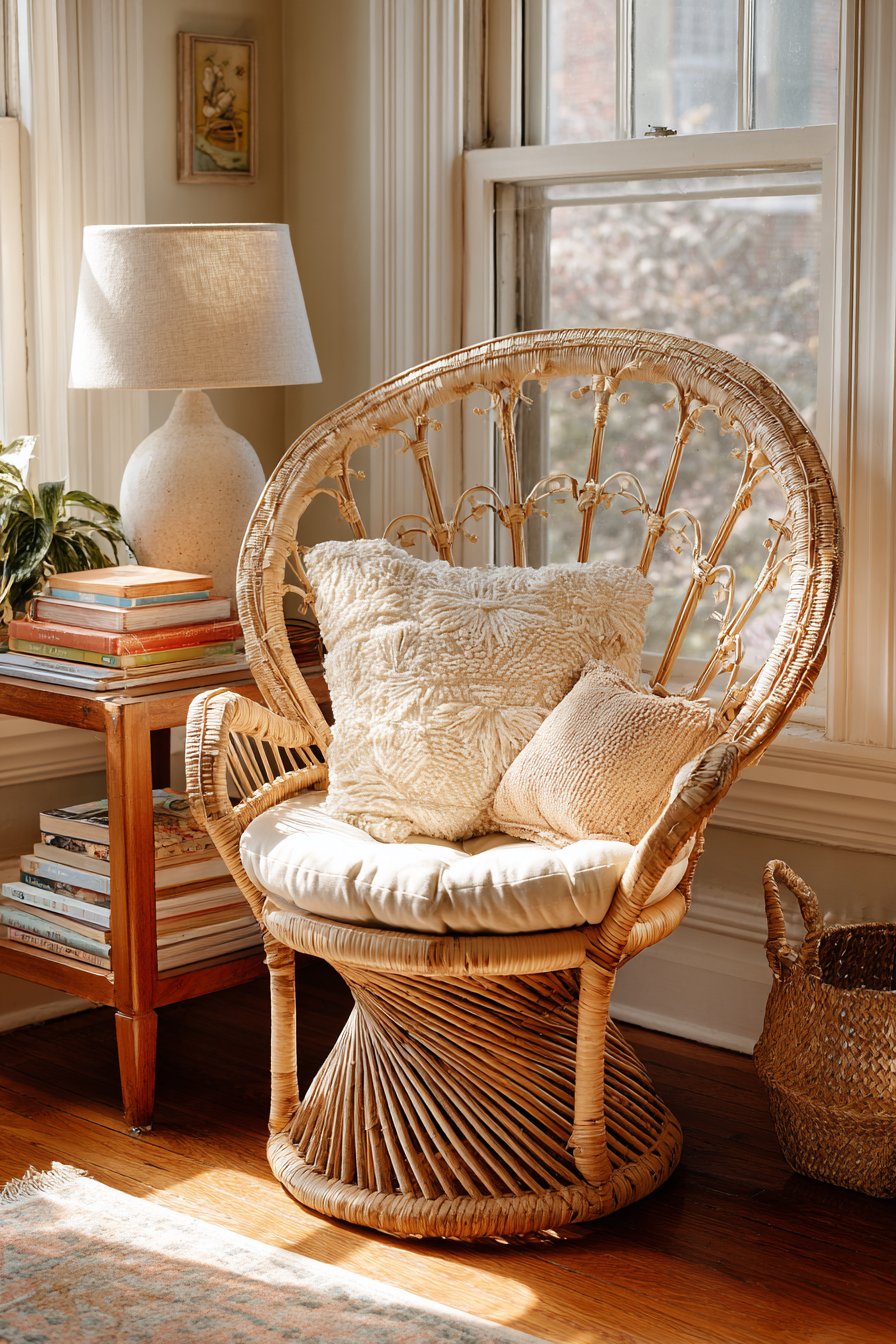 Cozy Reading Nook with Peacock Chair