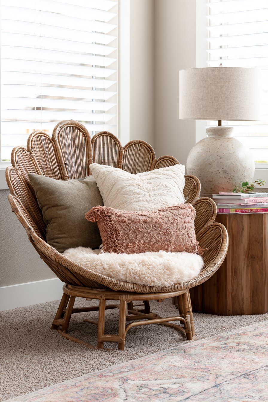 Cozy Reading Nook with Peacock Chair