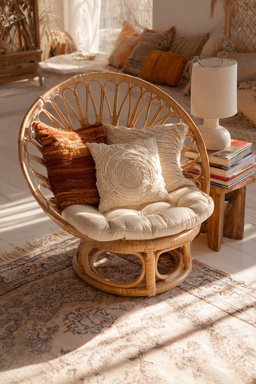 Cozy Reading Nook with Peacock Chair