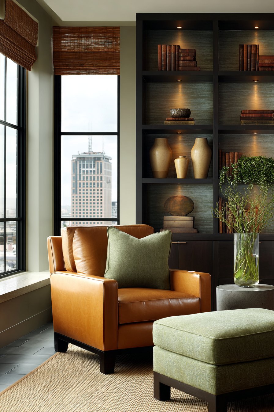 Caramel Leather Meets Emerald Elegance