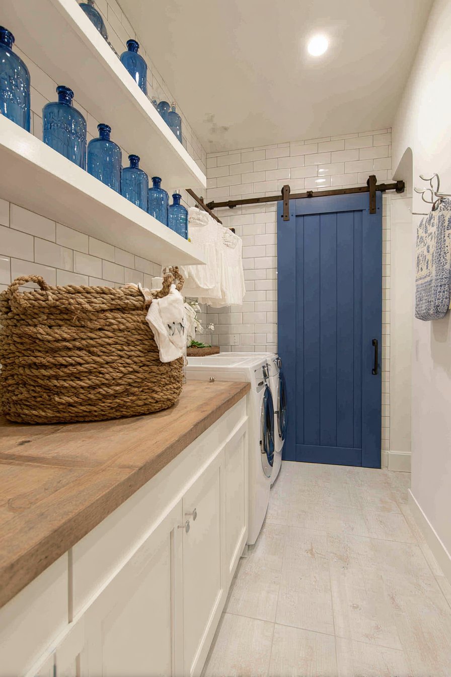 Compact Navy Barn Door Design