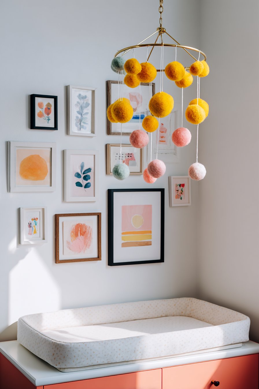 Whimsical Mobile and Gallery Wall Corner