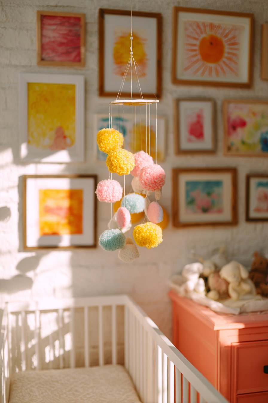 Whimsical Mobile and Gallery Wall Corner