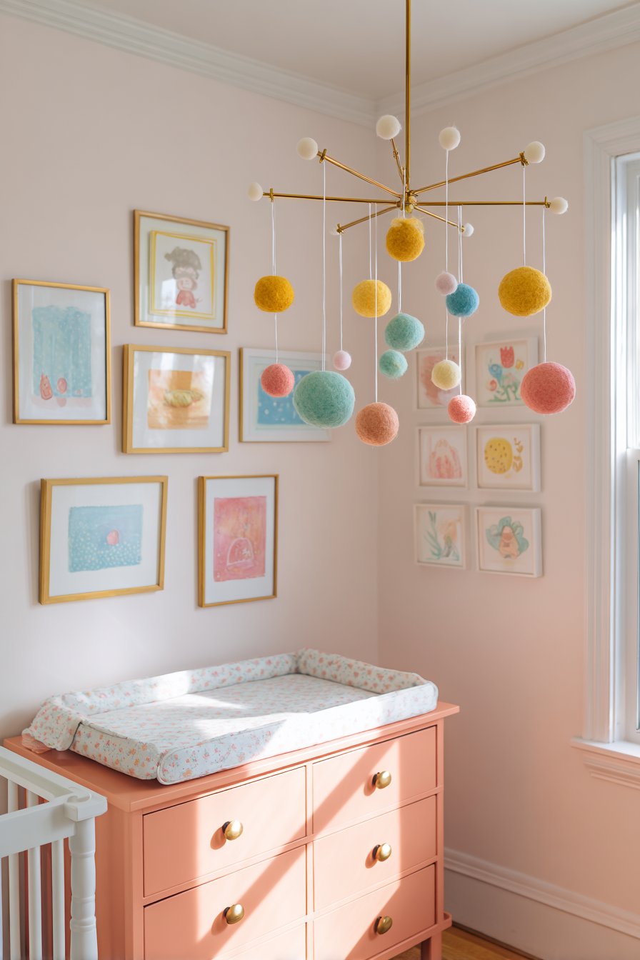 Whimsical Mobile and Gallery Wall Corner