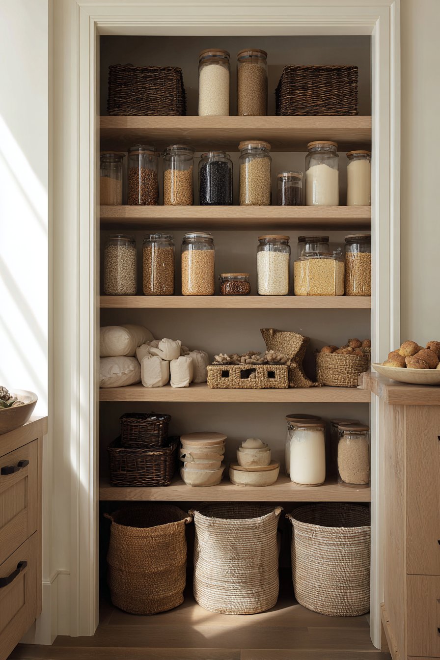 Natural Oak Pantry Organization