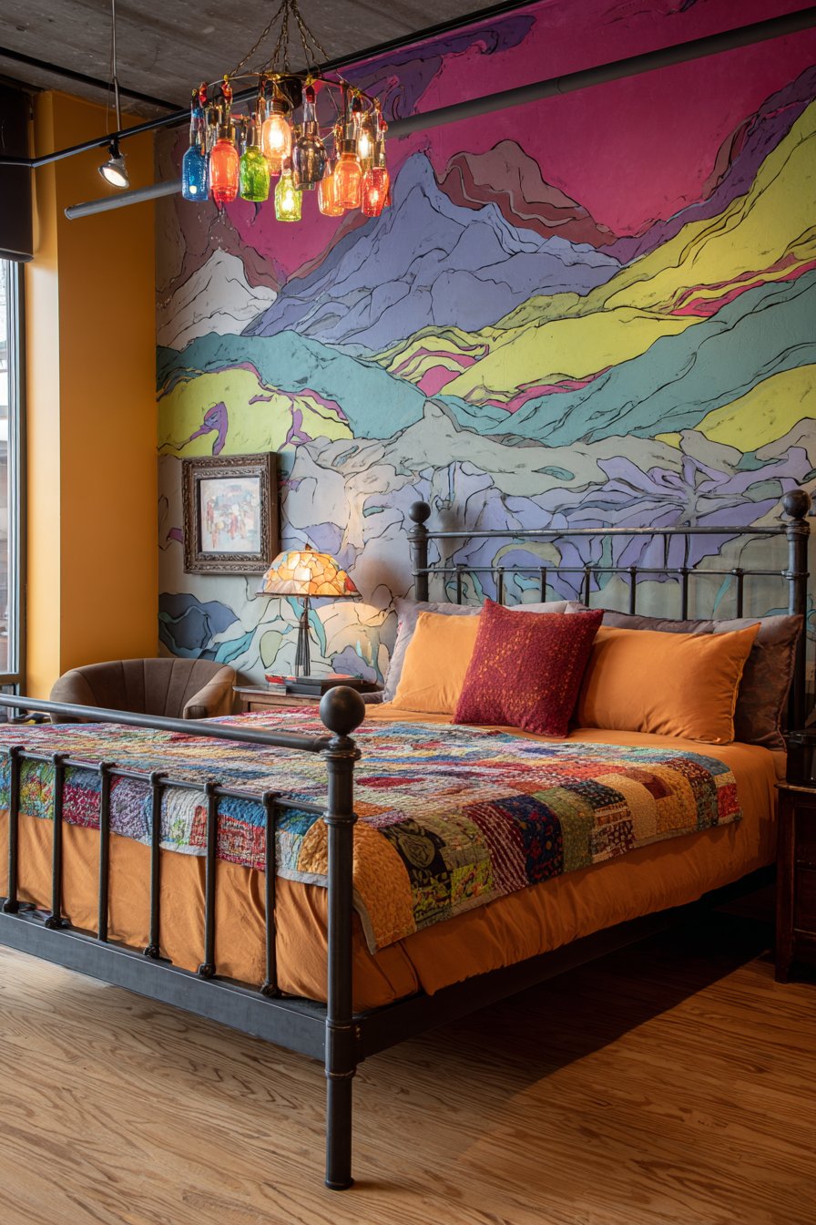 Abstract Mural Headboard Statement