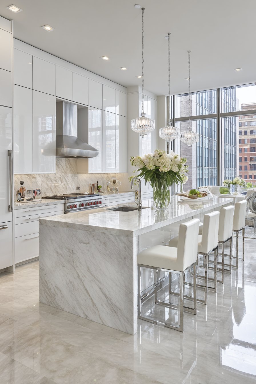 Reflective Grey Backsplash Drama
