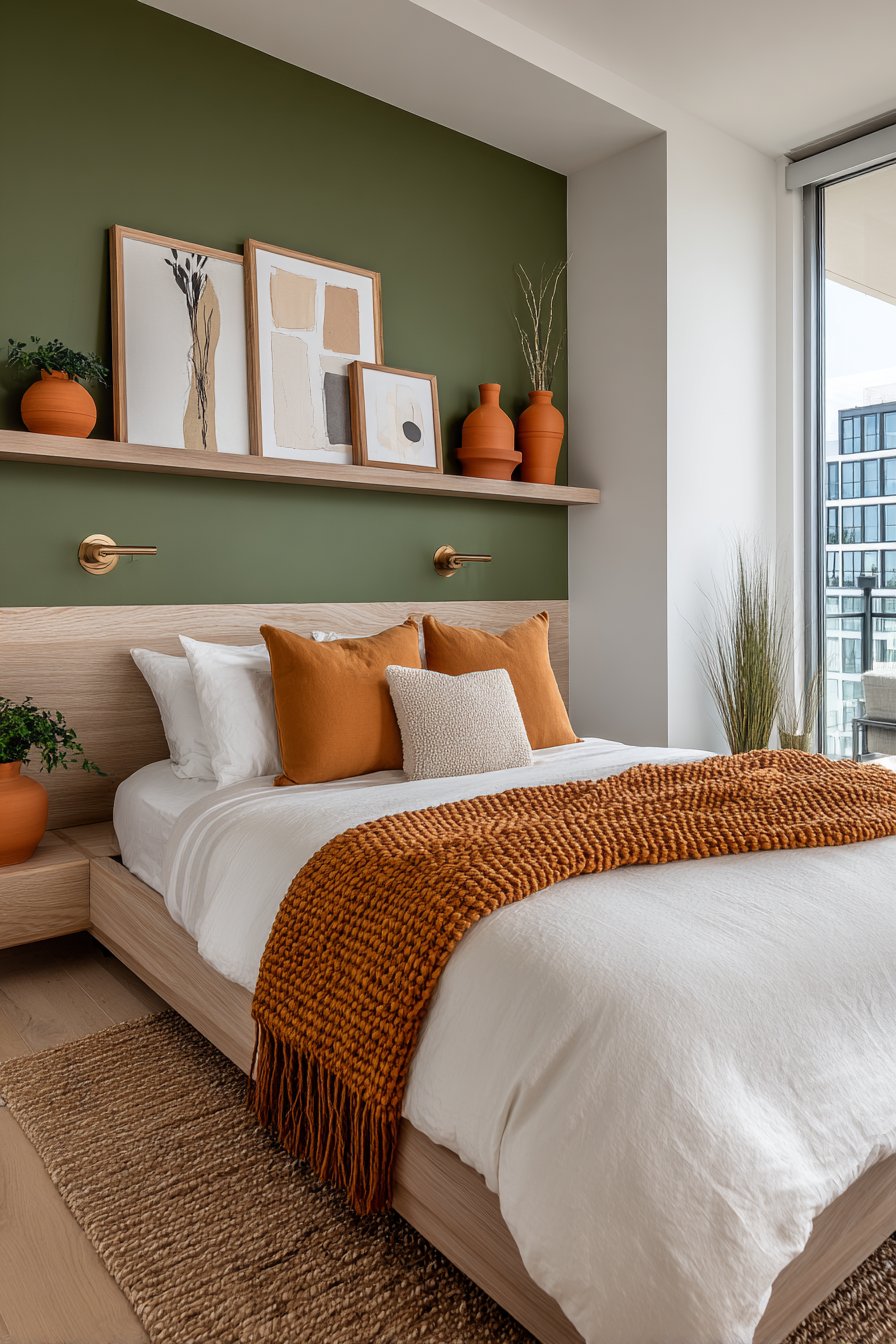 Modern Olive and Orange Gallery Space