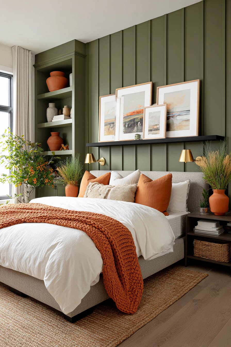 Modern Olive and Orange Gallery Space