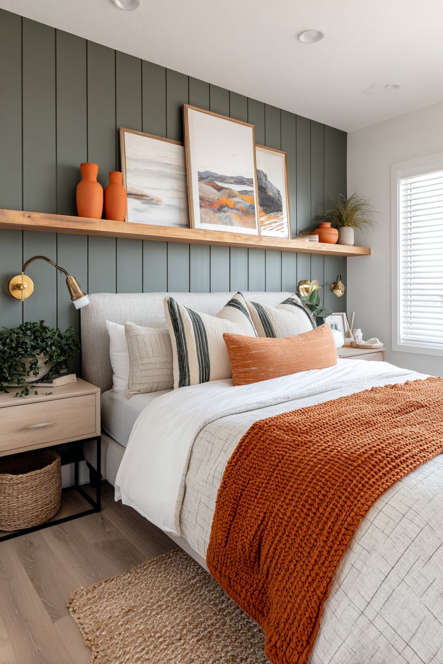 Modern Olive and Orange Gallery Space