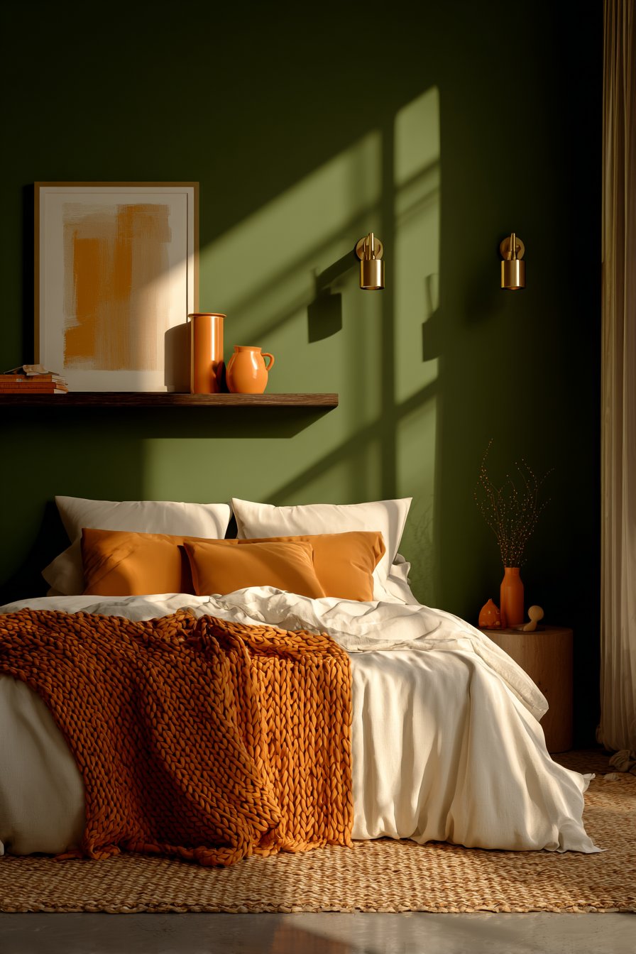 Modern Olive and Orange Gallery Space