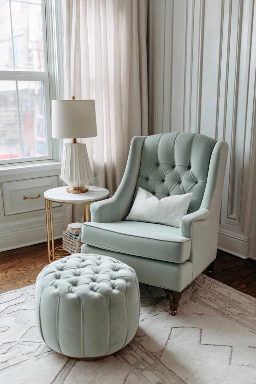 Velvet Glider with Silk Blend Rug