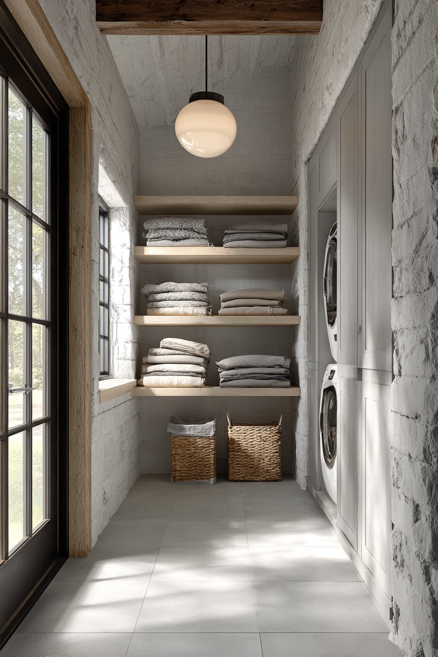 Open Shelving Showcase with Concealed Appliances