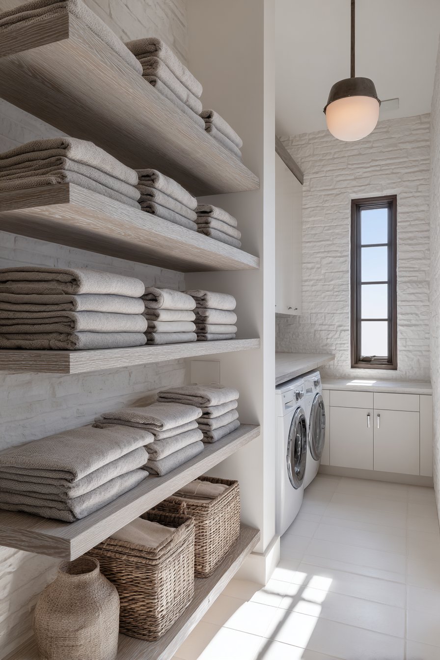 Open Shelving Showcase with Concealed Appliances