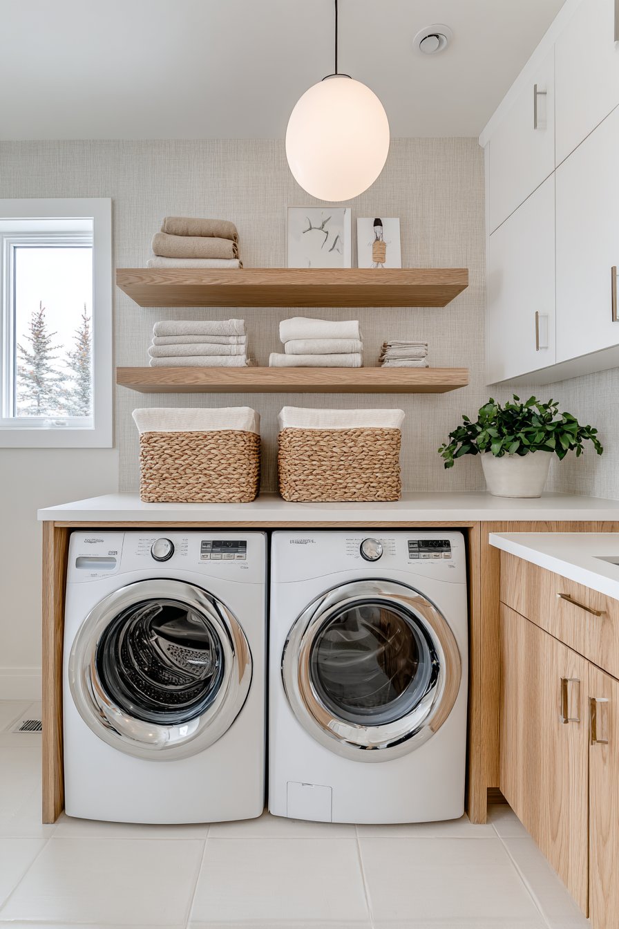 Open Shelving Showcase with Concealed Appliances