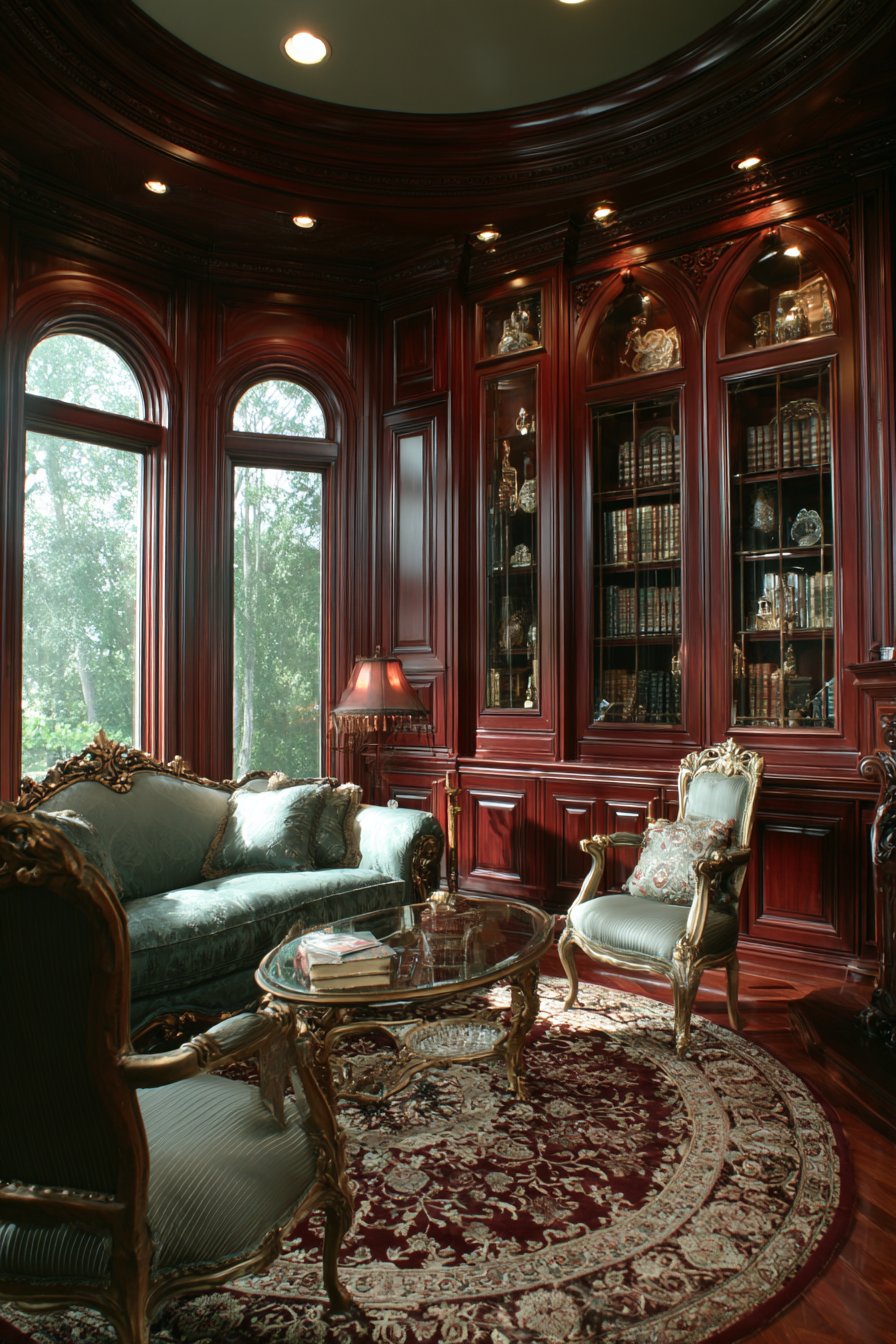 Mahogany Library Living Room