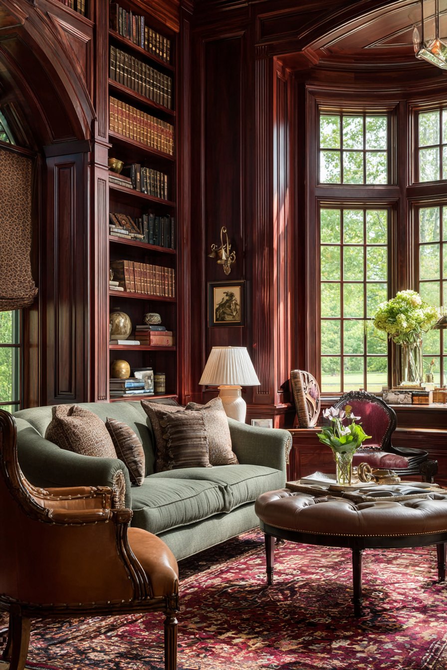 Mahogany Library Living Room
