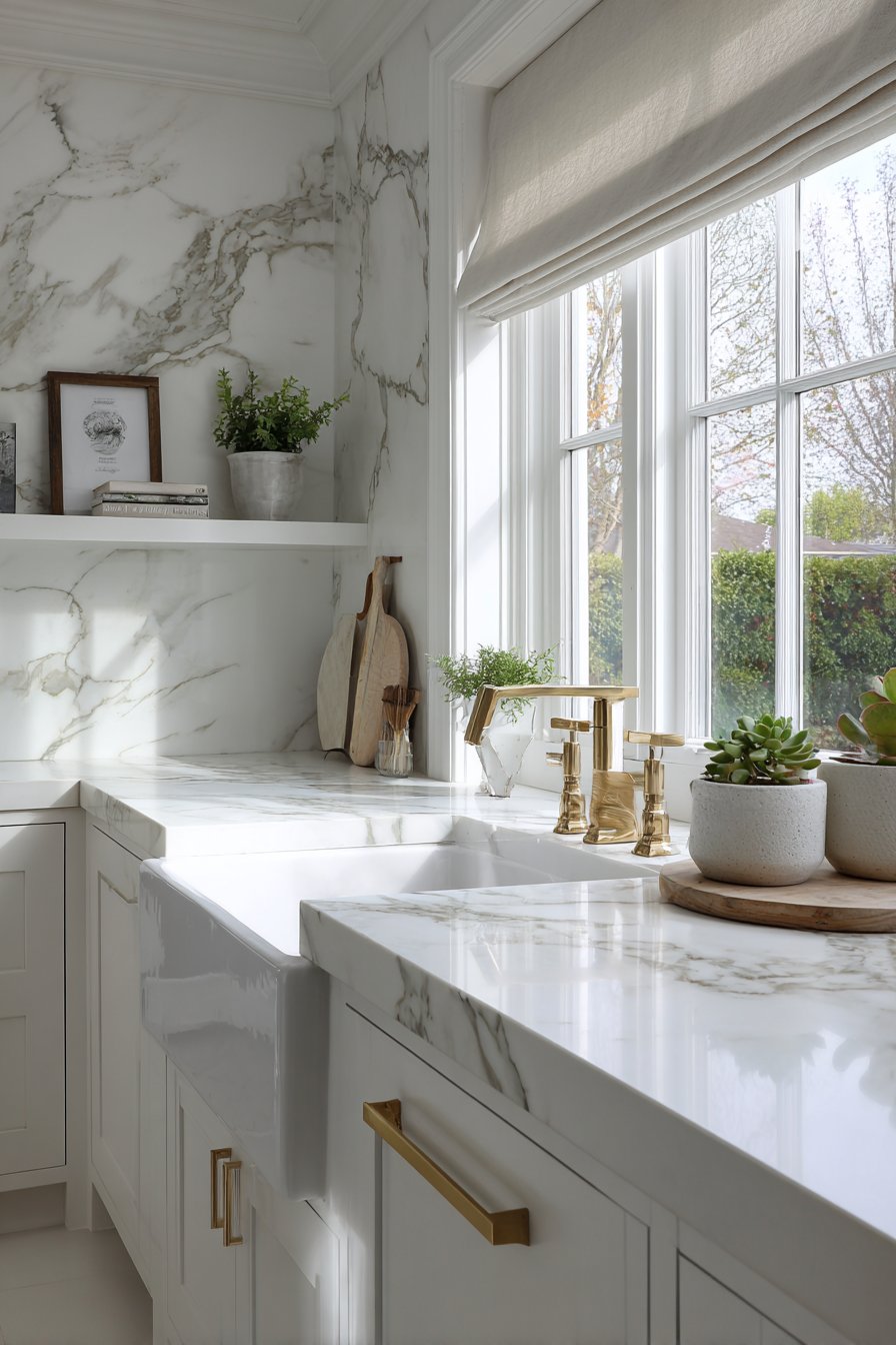Farmhouse Sink in Honed Marble