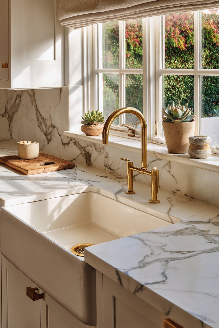 Farmhouse Sink in Honed Marble