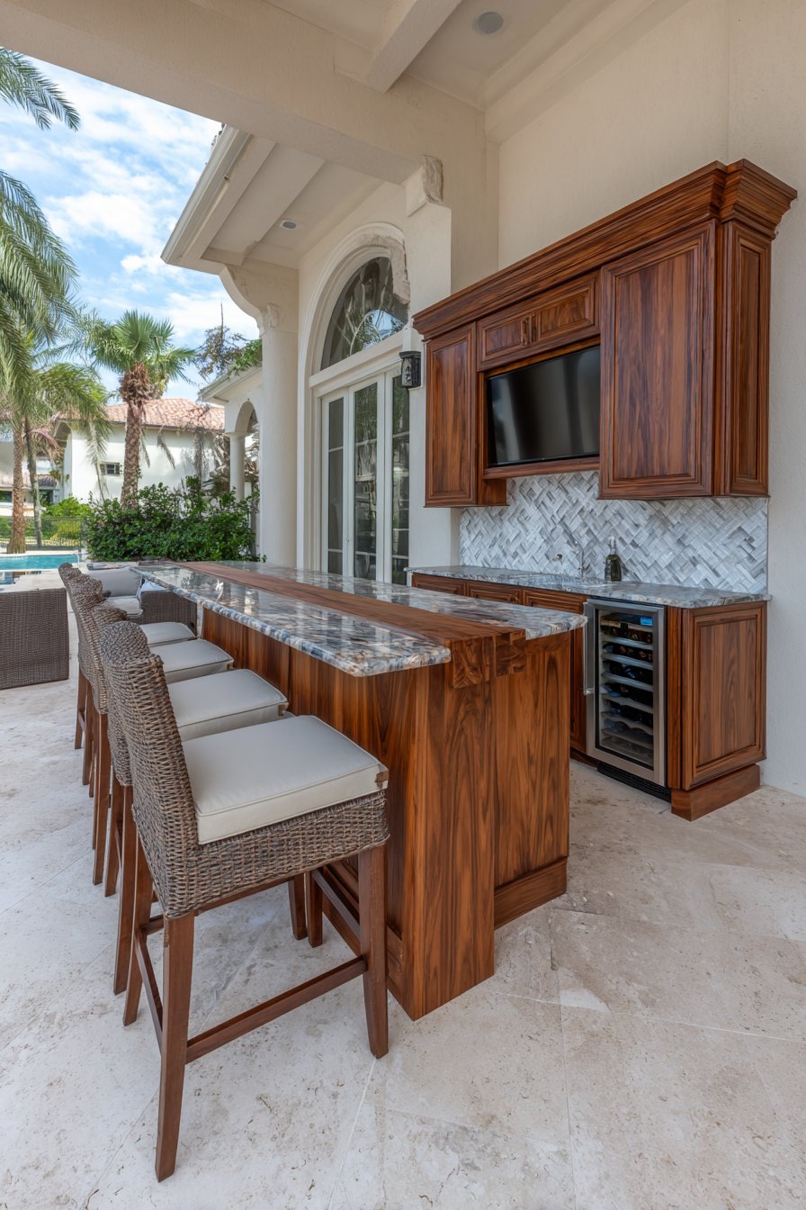Coastal Bar Setup with Marine-Grade Finishes