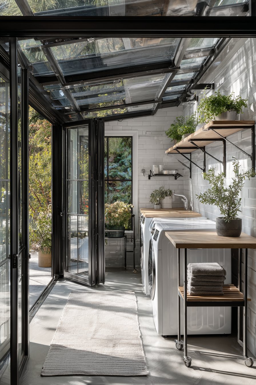 Glass Door Alcove with Garden Views