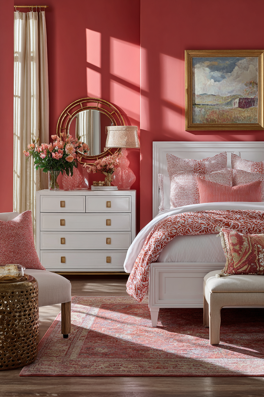 Bold Coral Accent Wall Statement