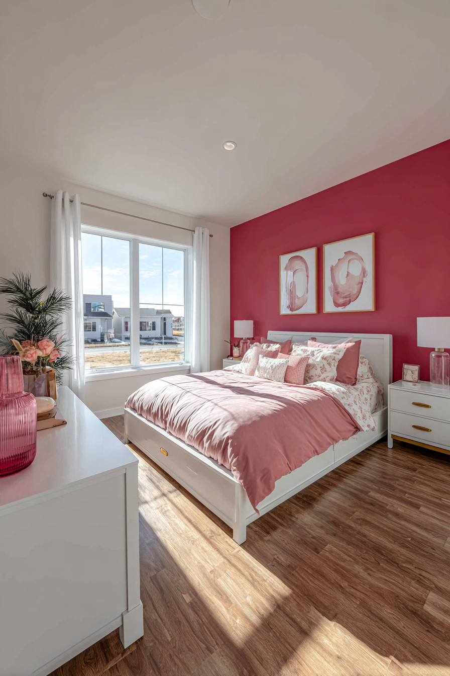 Bold Coral Accent Wall Statement