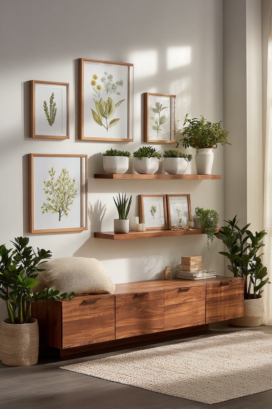 Botanical Gallery Wall with Living Elements