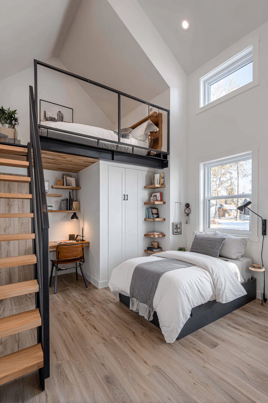 Loft Bed with Workspace Below