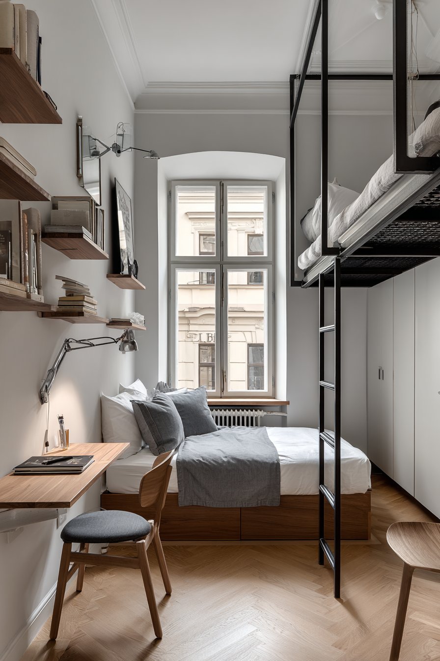 Loft Bed with Workspace Below
