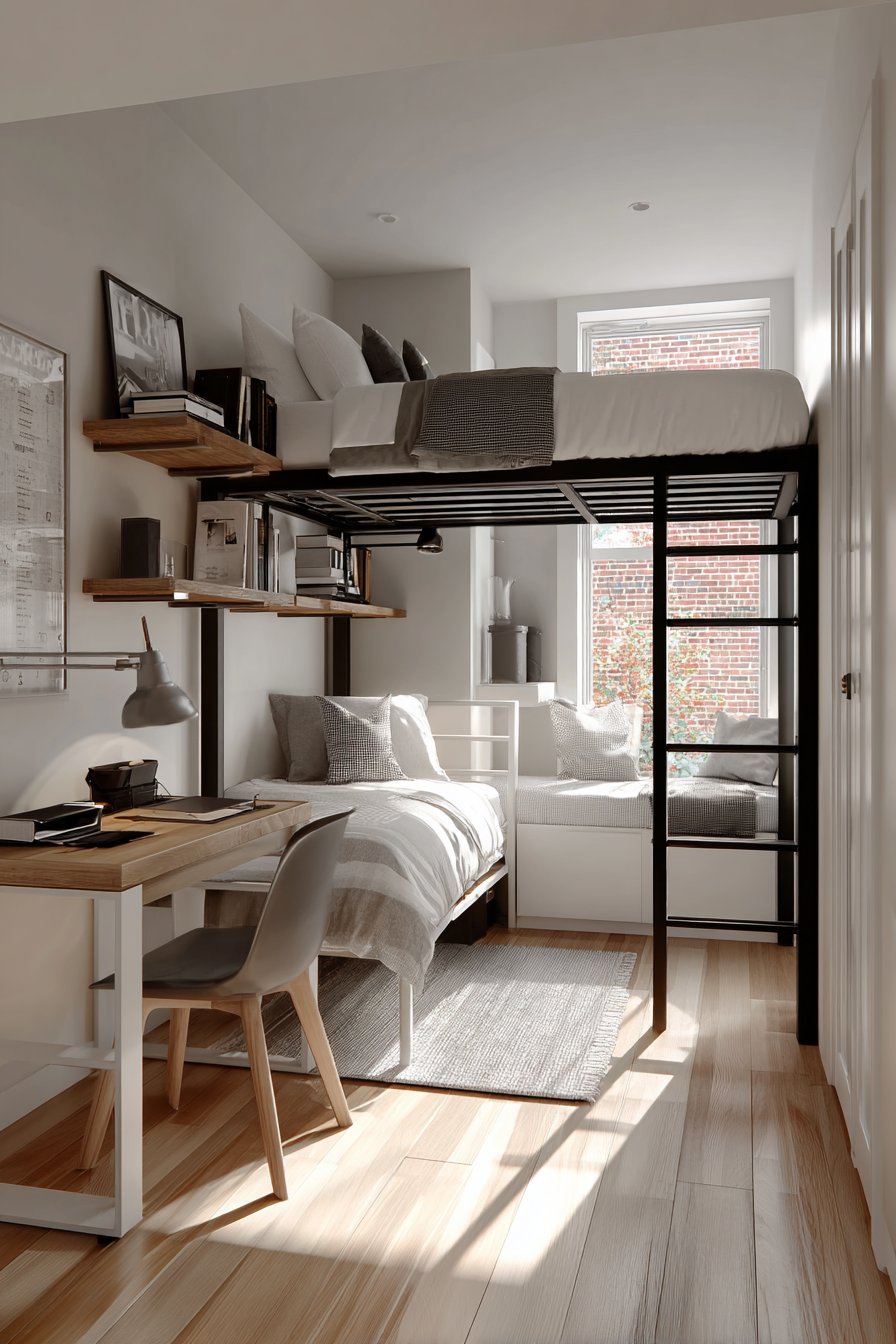 Loft Bed with Workspace Below