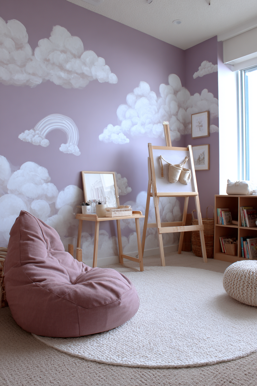 Creative Expression Through Lavender Cloud Murals