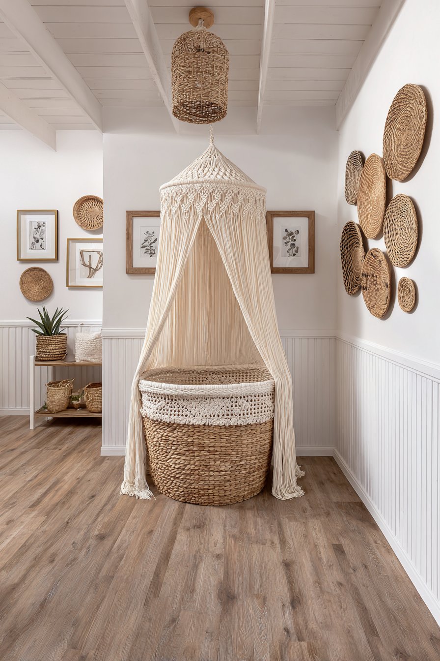 Macramé Canopy Over Moses Basket