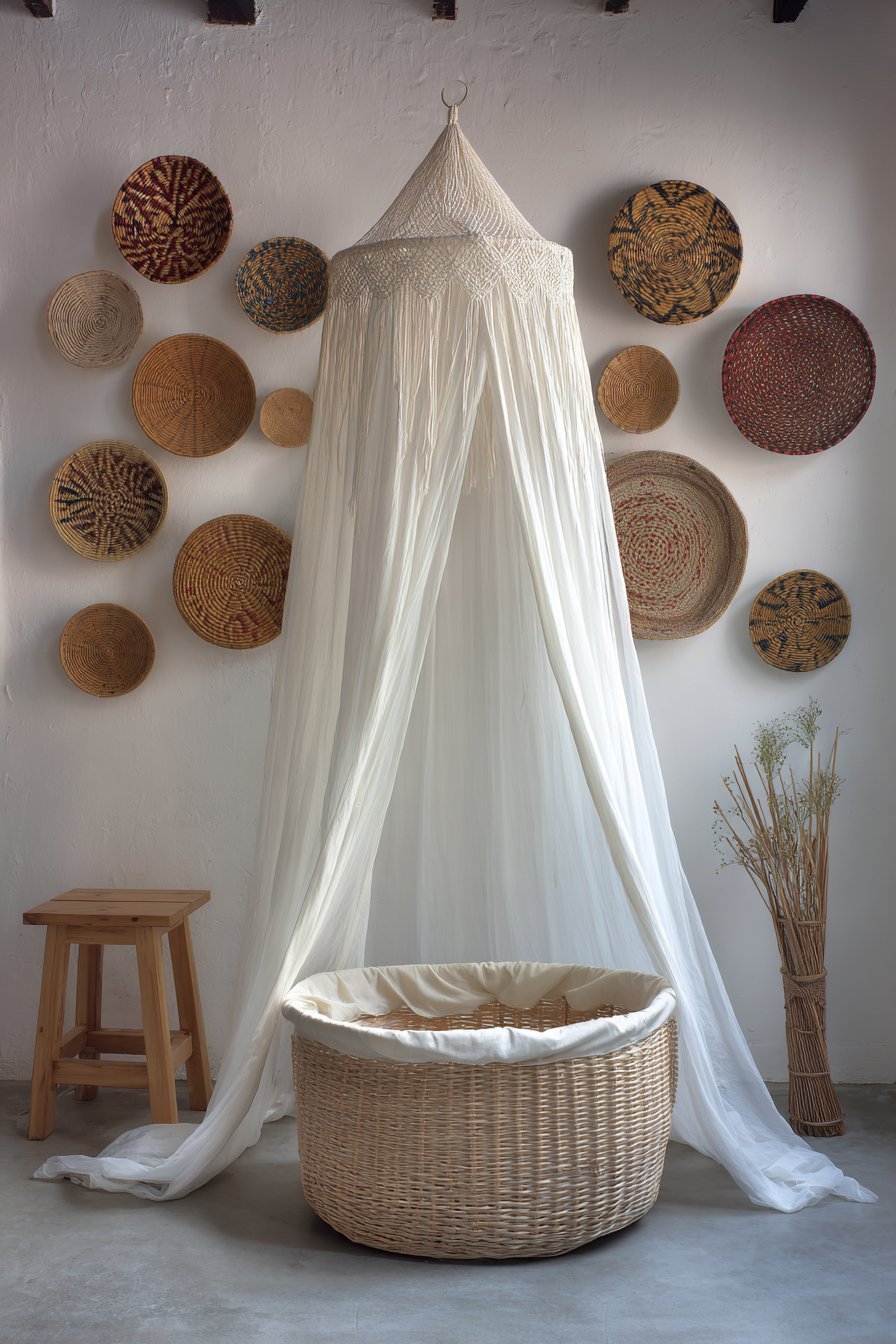 Macramé Canopy Over Moses Basket