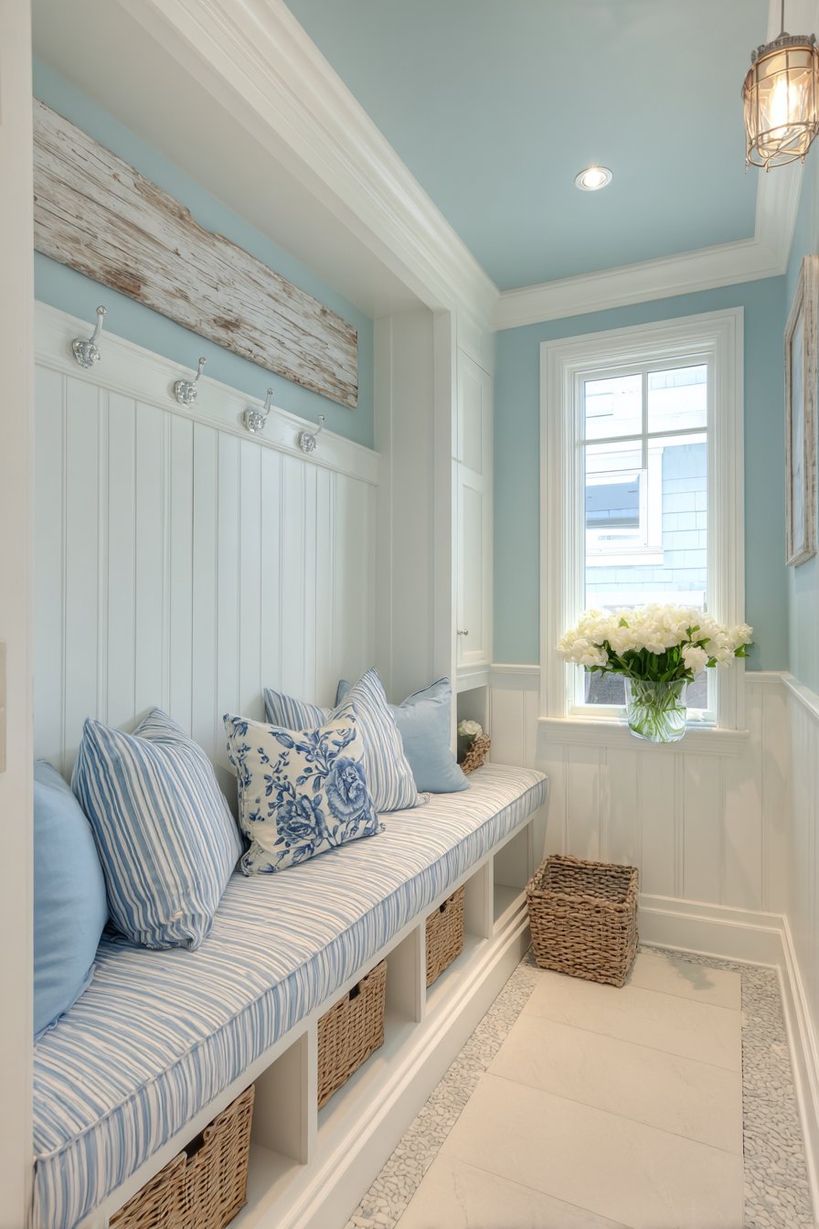 Mudroom Combination with Striped Bench