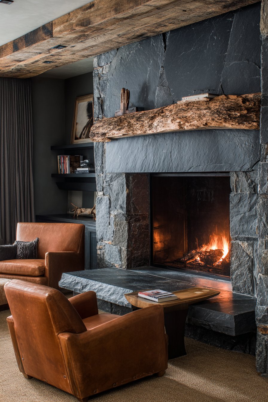 Statement Slate Fireplace Focal Point