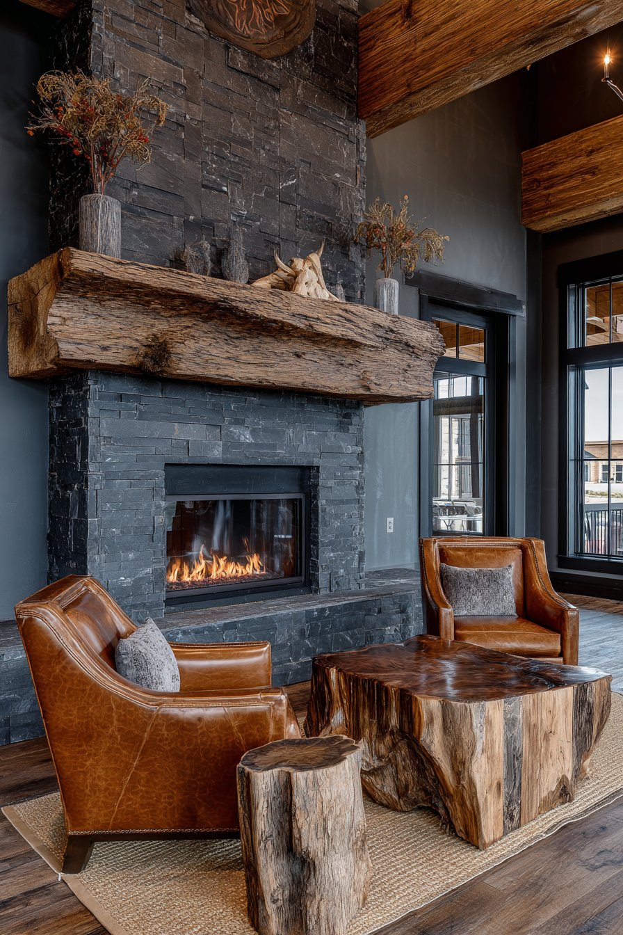 Statement Slate Fireplace Focal Point