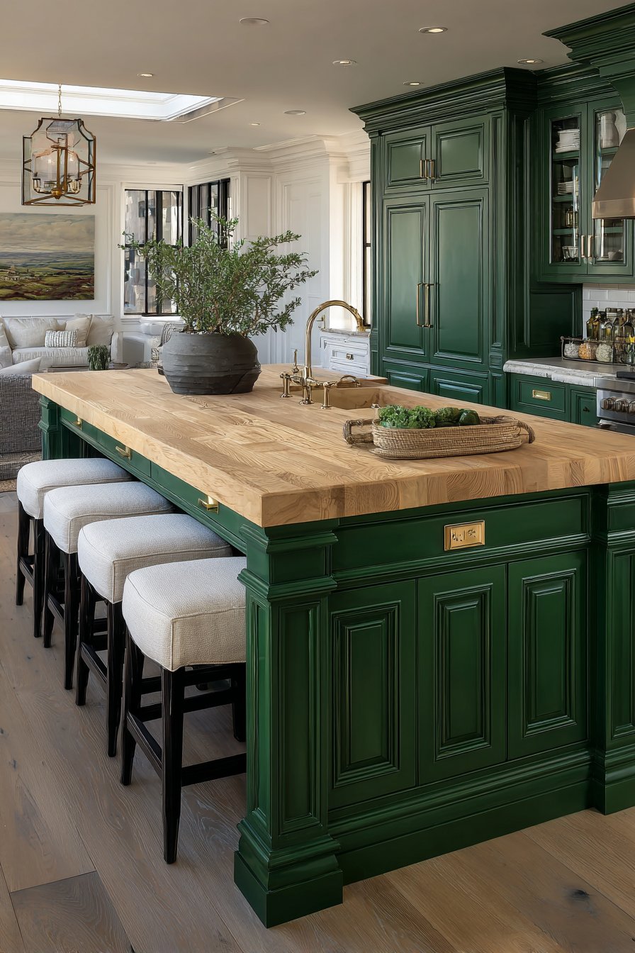 Dramatic Hunter Green Island Centerpiece