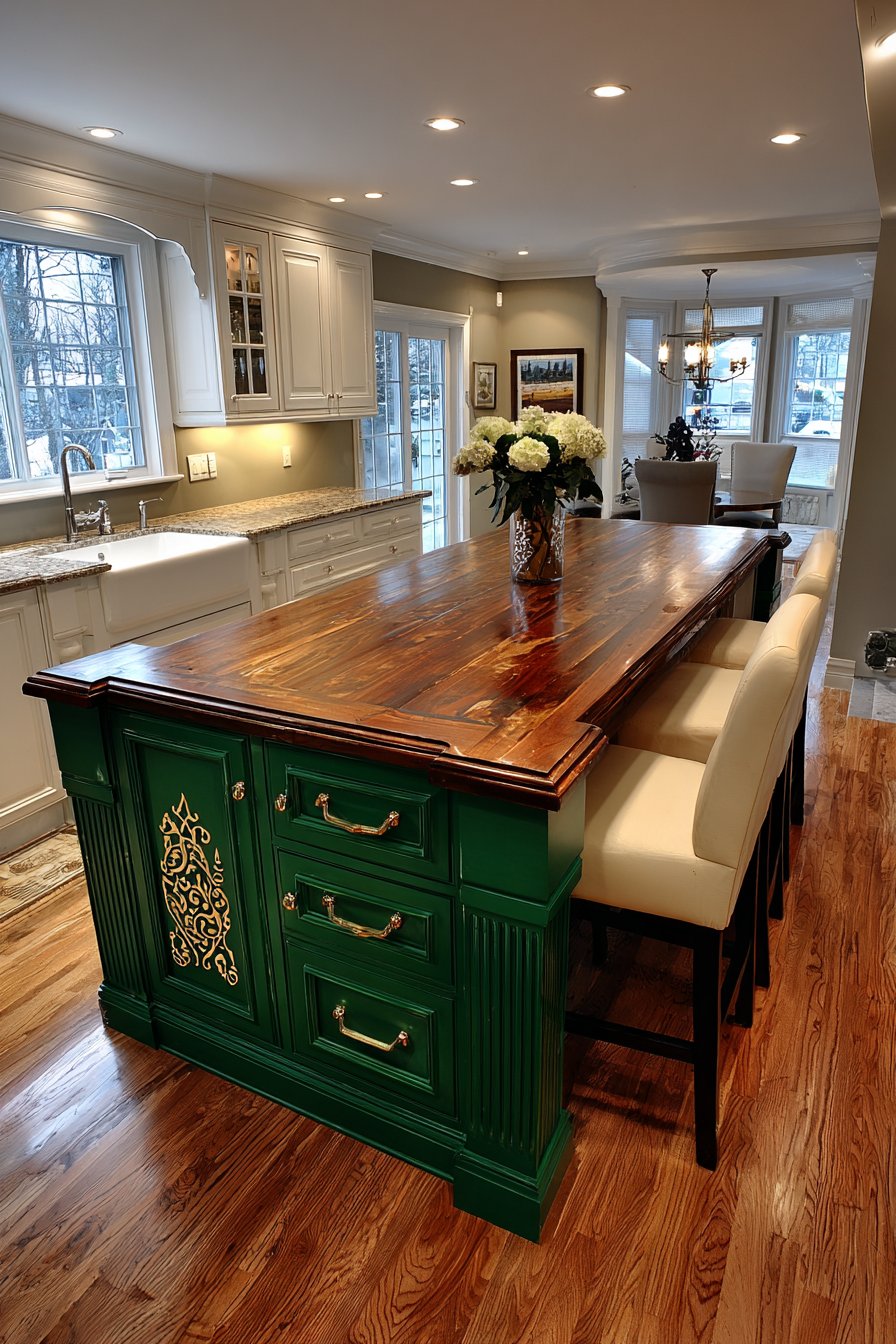 Dramatic Hunter Green Island Centerpiece