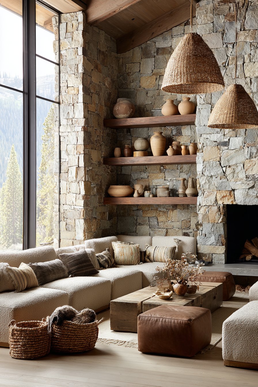 Limestone Fireplace Centerpiece