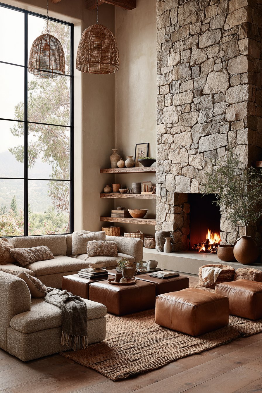 Limestone Fireplace Centerpiece