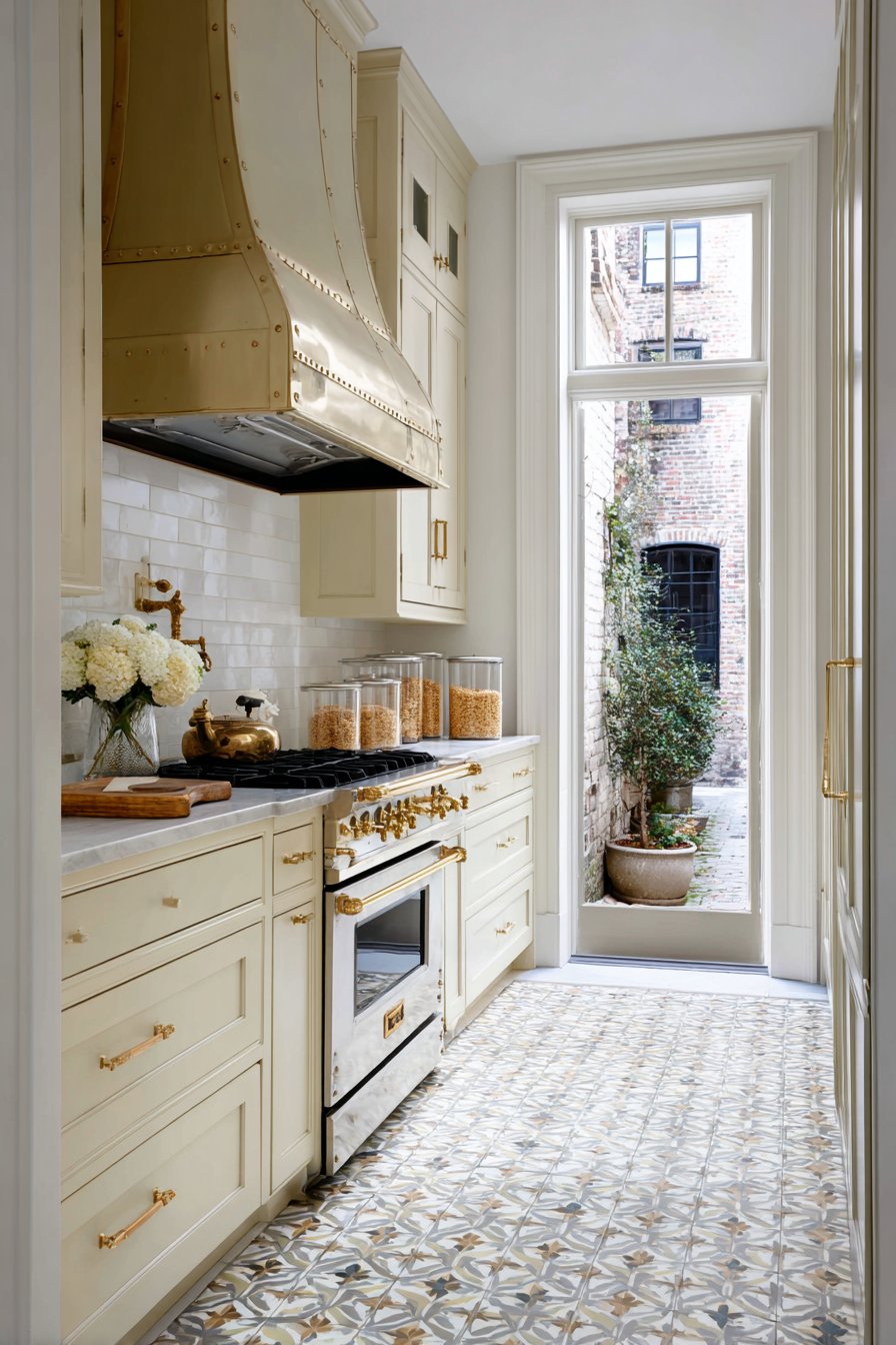 Transitional Mixed Metal Gold Kitchen