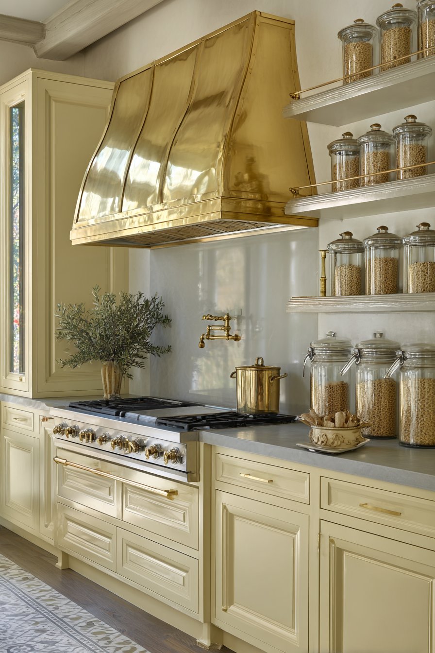 Transitional Mixed Metal Gold Kitchen